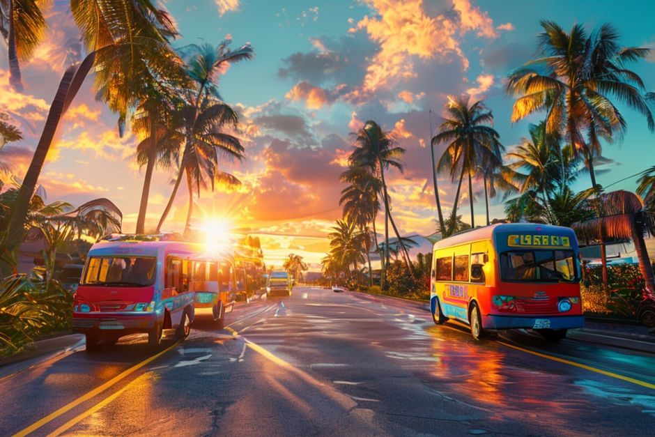 Bağımsız Samoa'da bir ulaşım sahnesi