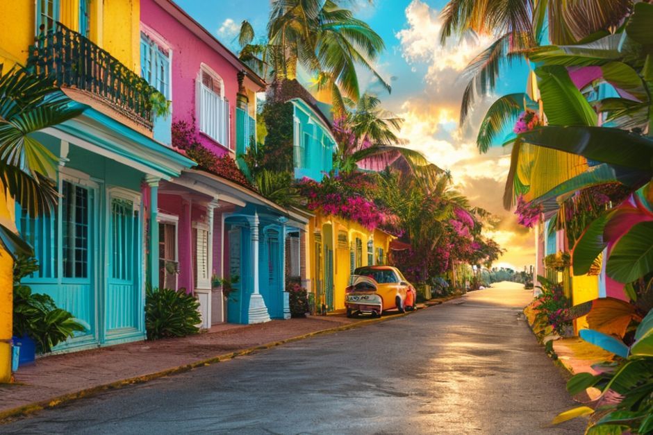 Bahamalar'da bir sokak manzarası