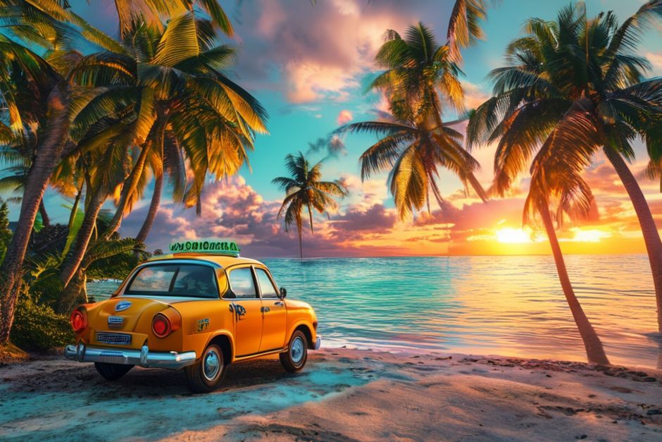 Bahamalar'da bir taksi